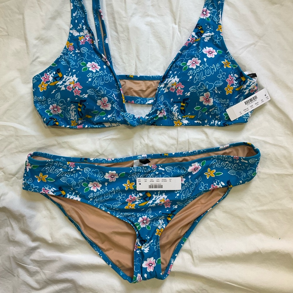 J. Crew Blue Floral Bikini